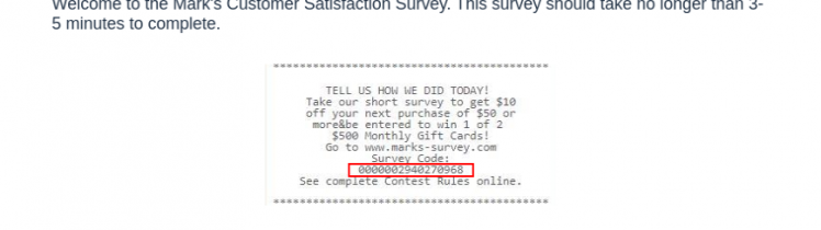 Marks Customer Survey